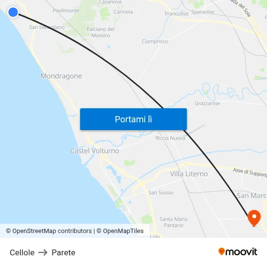 Cellole to Parete map