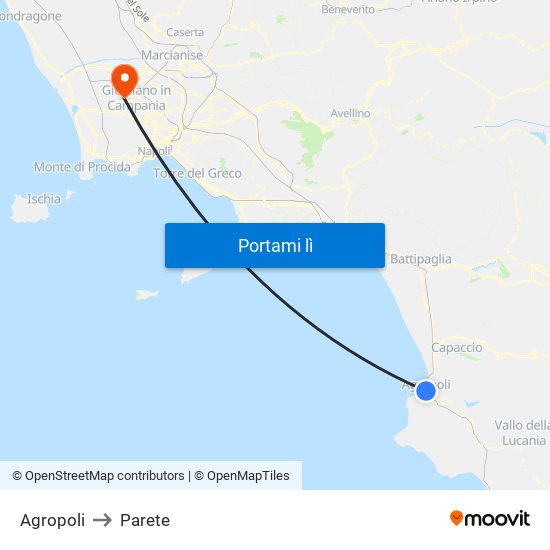 Agropoli to Parete map