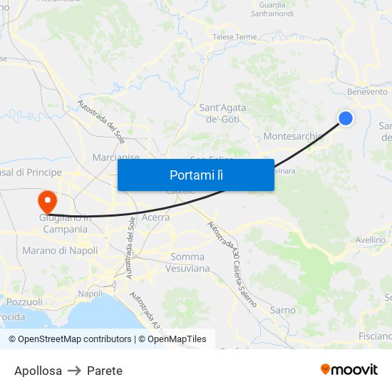 Apollosa to Parete map