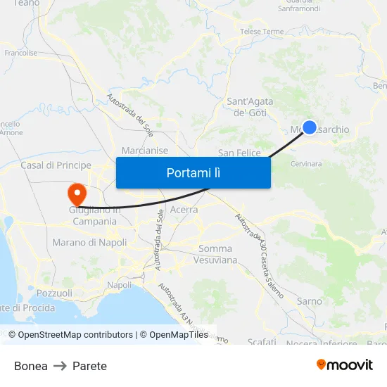 Bonea to Parete map