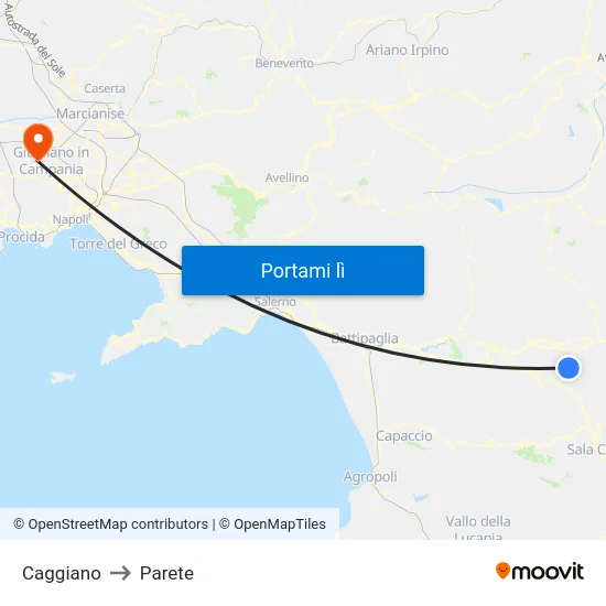 Caggiano to Parete map