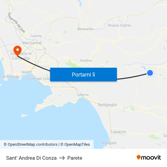 Sant' Andrea Di Conza to Parete map