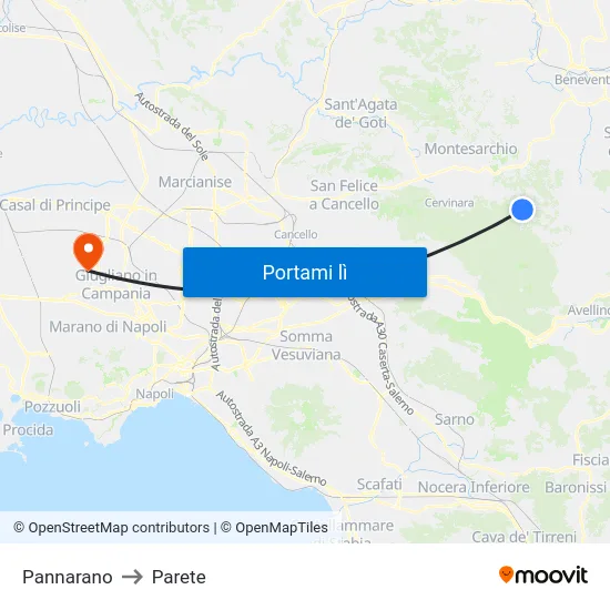 Pannarano to Parete map