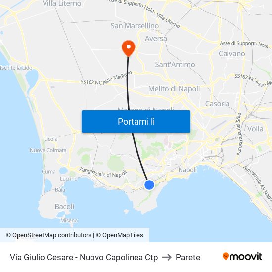 Via Giulio Cesare - Nuovo Capolinea Ctp to Parete map