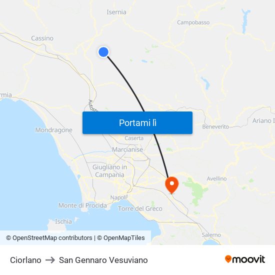 Ciorlano to San Gennaro Vesuviano map