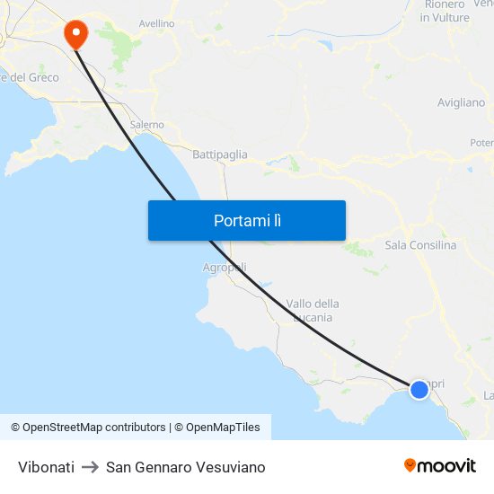Vibonati to San Gennaro Vesuviano map