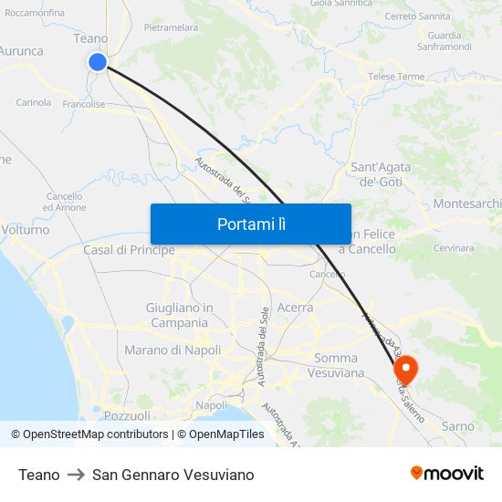 Teano to San Gennaro Vesuviano map