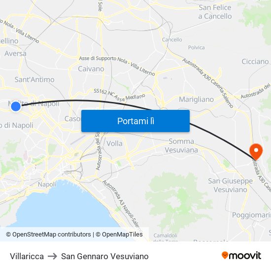Villaricca to San Gennaro Vesuviano map