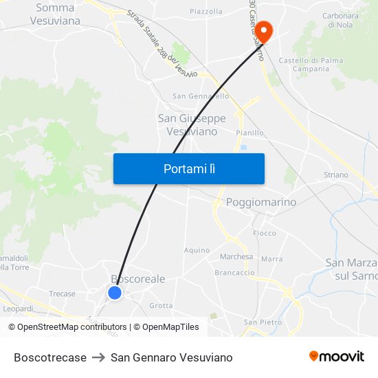 Boscotrecase to San Gennaro Vesuviano map