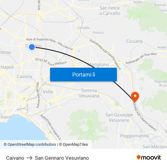 Caivano to San Gennaro Vesuviano map
