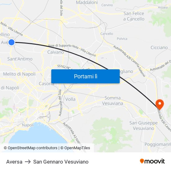 Aversa to San Gennaro Vesuviano map