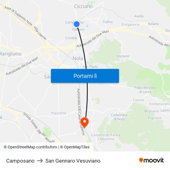 Camposano to San Gennaro Vesuviano map