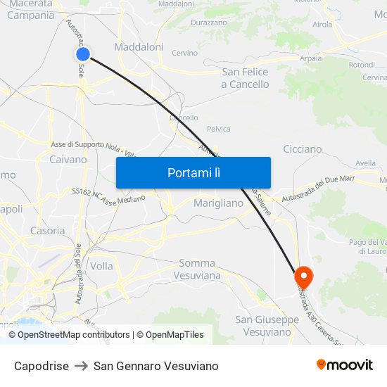 Capodrise to San Gennaro Vesuviano map