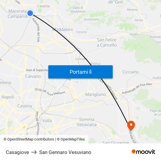 Casagiove to San Gennaro Vesuviano map