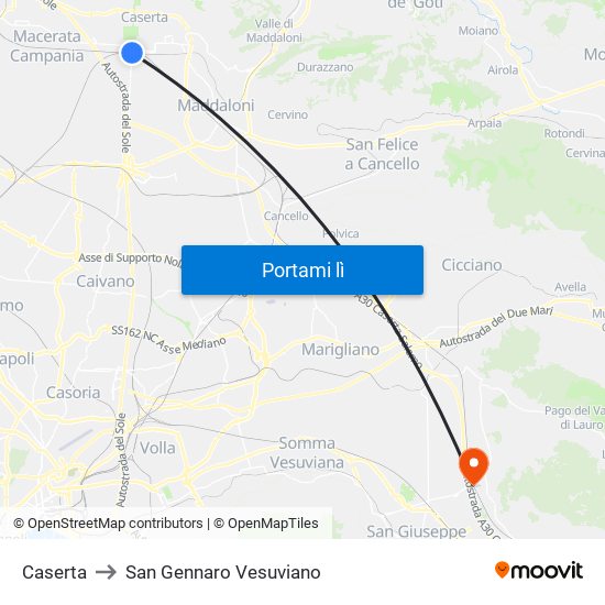 Caserta to San Gennaro Vesuviano map