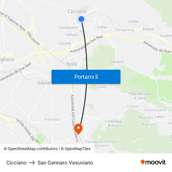 Cicciano to San Gennaro Vesuviano map