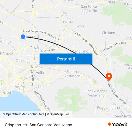 Crispano to San Gennaro Vesuviano map