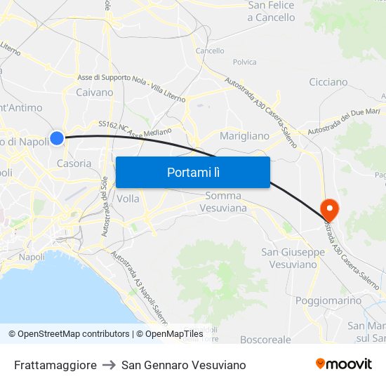 Frattamaggiore to San Gennaro Vesuviano map