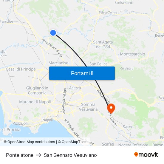 Pontelatone to San Gennaro Vesuviano map