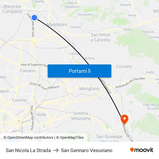 San Nicola La Strada to San Gennaro Vesuviano map