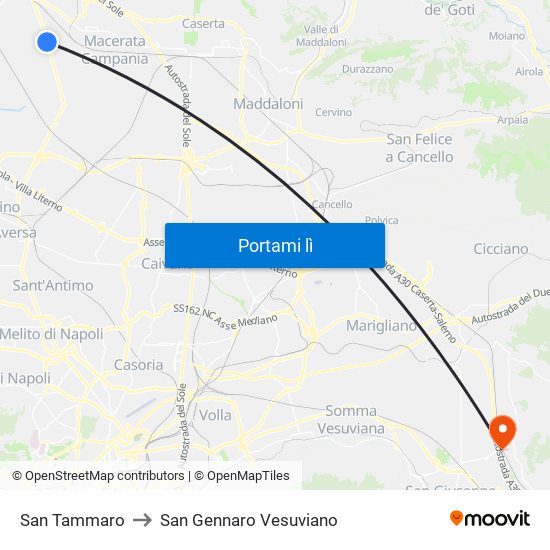 San Tammaro to San Gennaro Vesuviano map