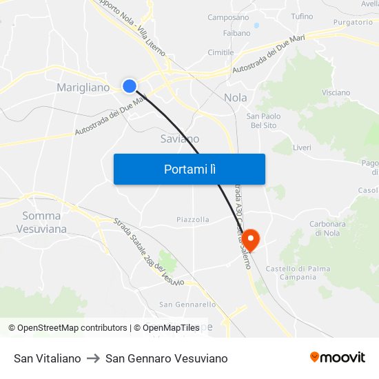 San Vitaliano to San Gennaro Vesuviano map