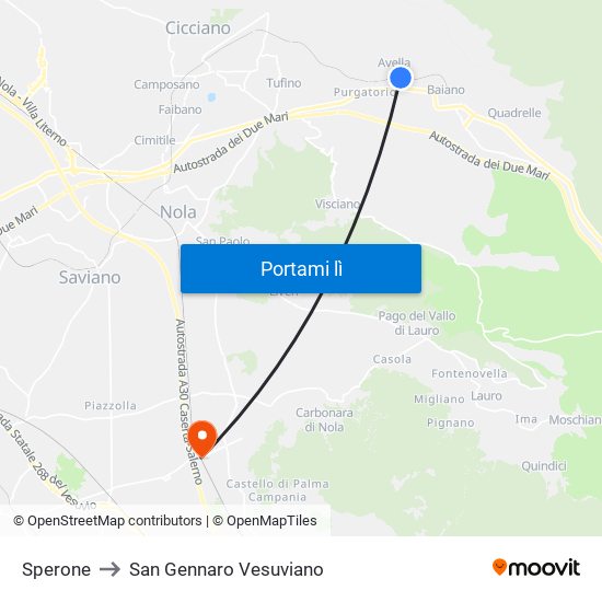 Sperone to San Gennaro Vesuviano map