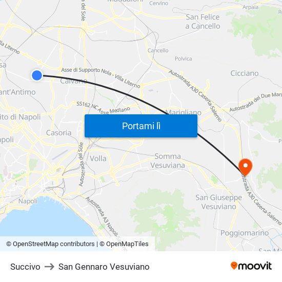 Succivo to San Gennaro Vesuviano map