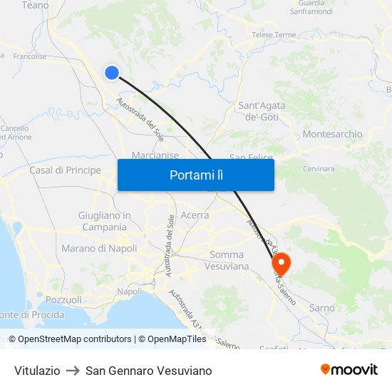 Vitulazio to San Gennaro Vesuviano map