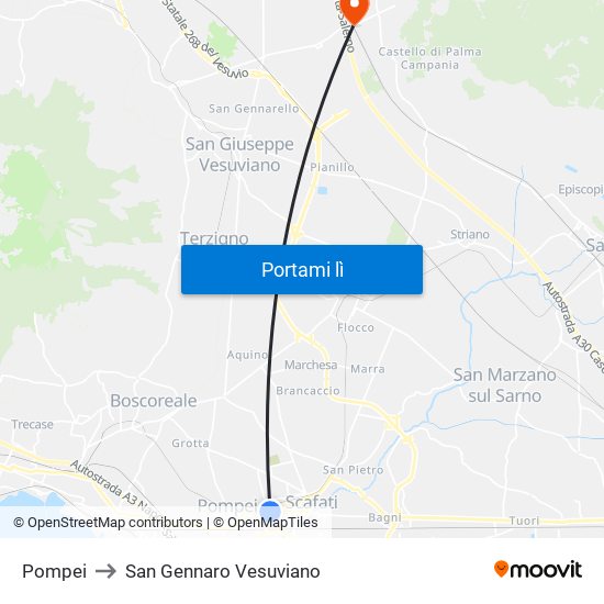 Pompei to San Gennaro Vesuviano map