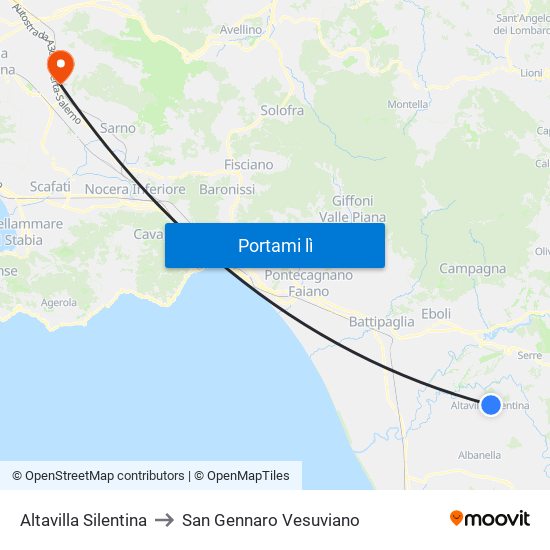 Altavilla Silentina to San Gennaro Vesuviano map