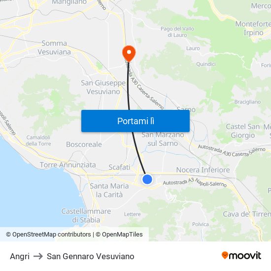 Angri to San Gennaro Vesuviano map