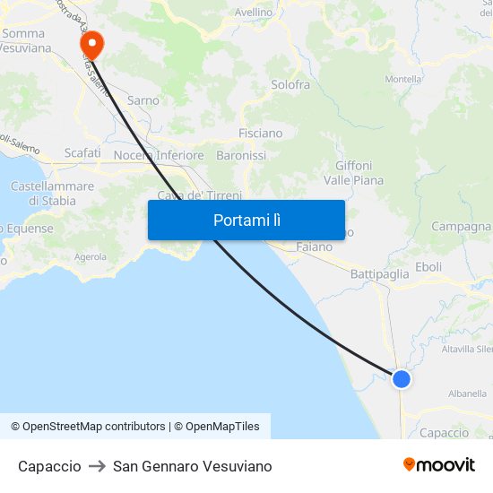Capaccio to San Gennaro Vesuviano map