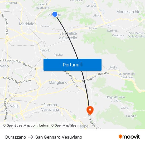 Durazzano to San Gennaro Vesuviano map