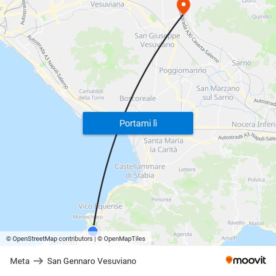 Meta to San Gennaro Vesuviano map