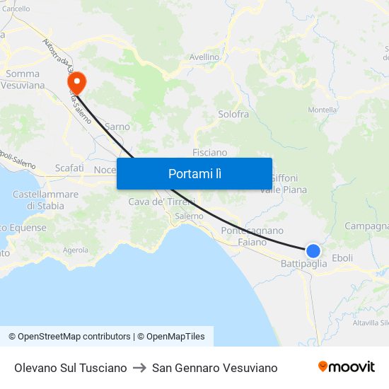 Olevano Sul Tusciano to San Gennaro Vesuviano map