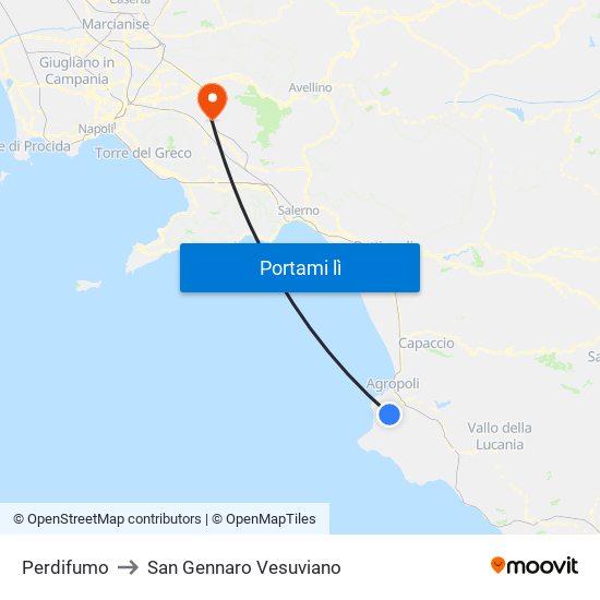 Perdifumo to San Gennaro Vesuviano map