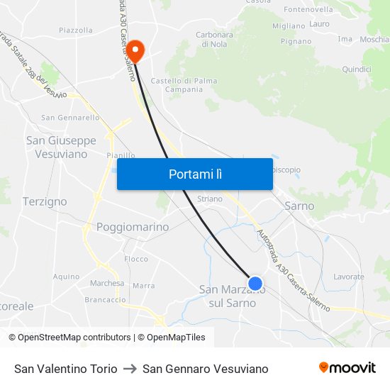 San Valentino Torio to San Gennaro Vesuviano map