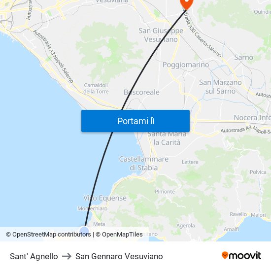 Sant' Agnello to San Gennaro Vesuviano map