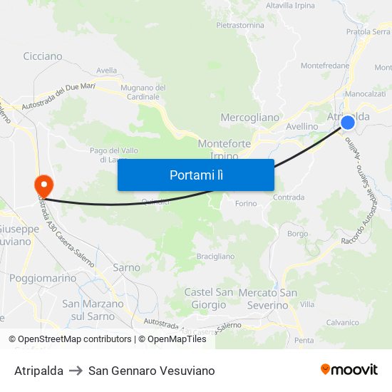 Atripalda to San Gennaro Vesuviano map