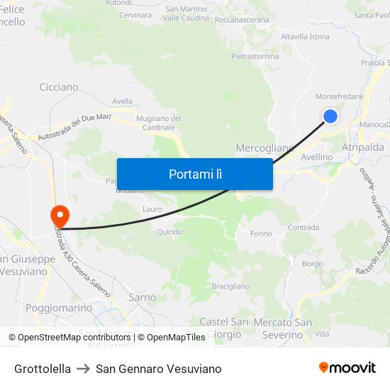 Grottolella to San Gennaro Vesuviano map