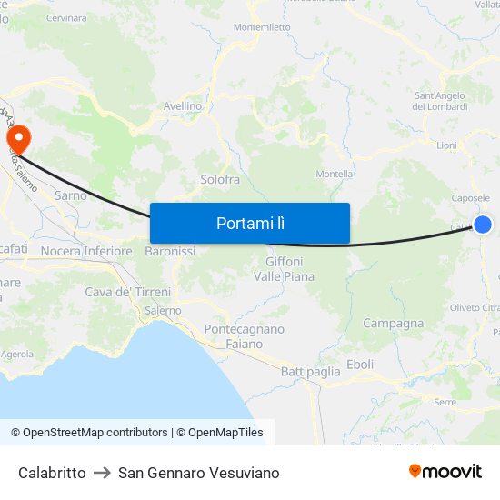 Calabritto to San Gennaro Vesuviano map