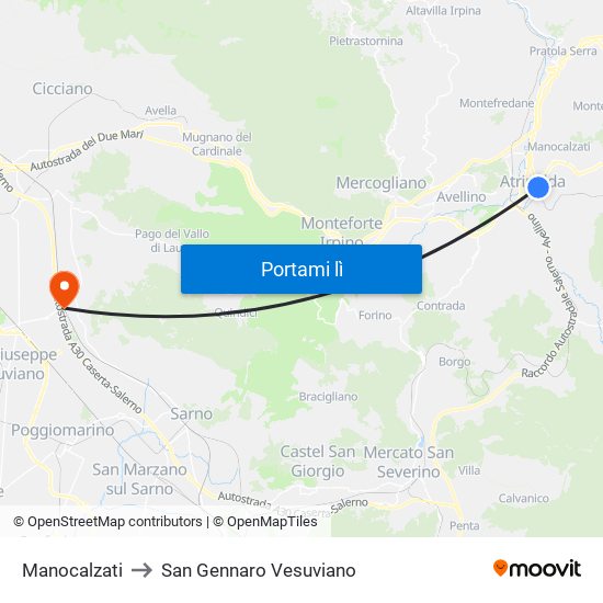 Manocalzati to San Gennaro Vesuviano map
