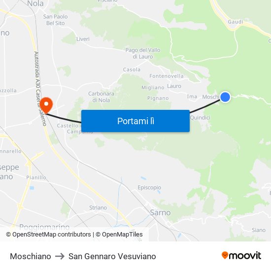 Moschiano to San Gennaro Vesuviano map