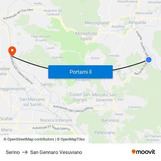 Serino to San Gennaro Vesuviano map