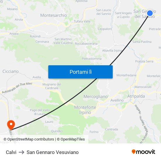 Calvi to San Gennaro Vesuviano map