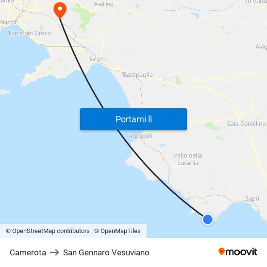 Camerota to San Gennaro Vesuviano map