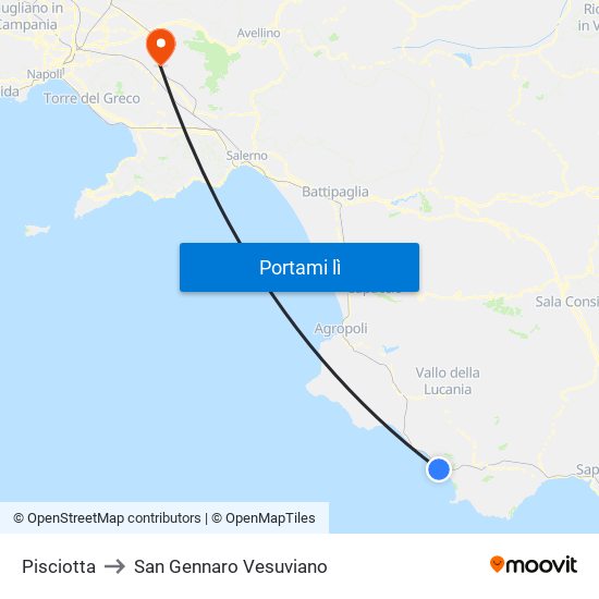 Pisciotta to San Gennaro Vesuviano map