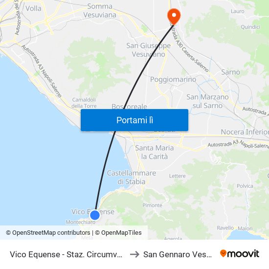 Vico Equense - Staz. Circumvesuviana to San Gennaro Vesuviano map
