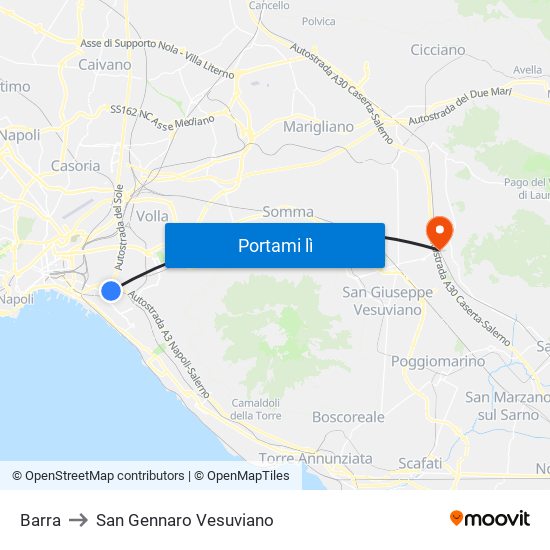 Barra to San Gennaro Vesuviano map